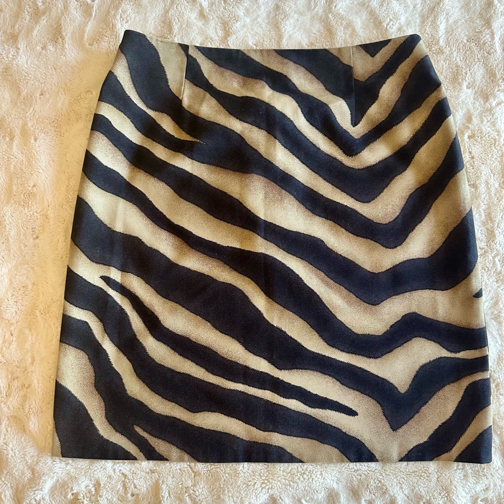 Lauren by Ralph Lauren Petite 6P Animal Print Skirt Cotton EUC